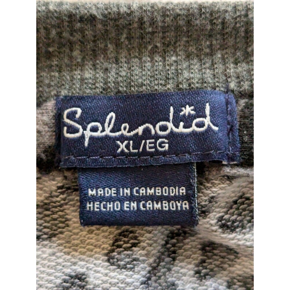 Splendid Sweater Women's Size XL Gray Black Leopard Print Crew Pullover Comfy - Picture 3 of 12